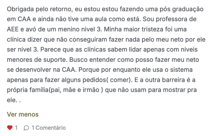 Depoimento: pós-graduação em CAA e nenhuma aula como esta