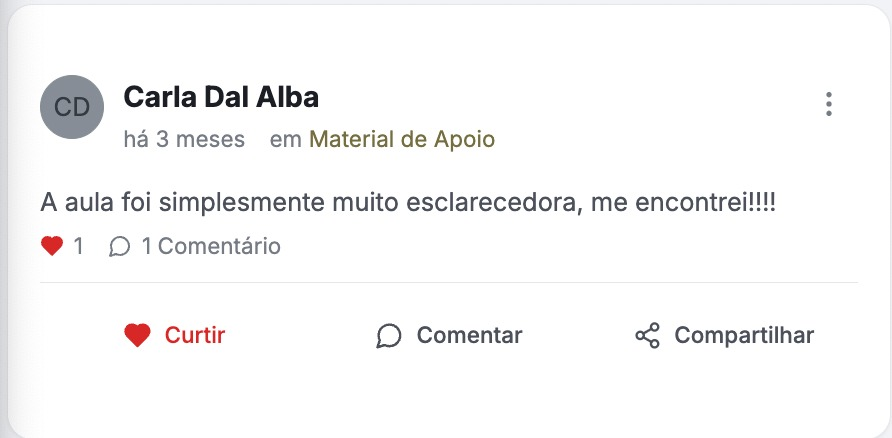 Depoimento: aula muito esclarecedora